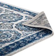 Distressed floral moroccan trellis area rug in ivory and blue by Modway additional picture 4