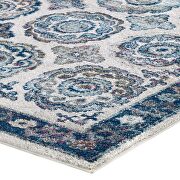 Distressed floral moroccan trellis area rug in ivory and blue by Modway additional picture 5