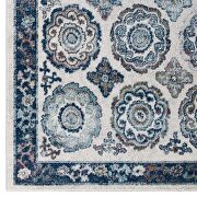 Distressed floral moroccan trellis area rug in ivory and blue by Modway additional picture 6