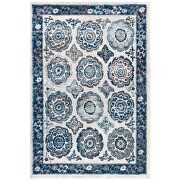 Distressed floral moroccan trellis area rug in ivory and blue by Modway additional picture 7