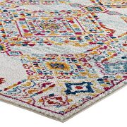 Distressed floral lattice area rug in ivory, blue, orange, yellow, red by Modway additional picture 6