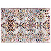 Ivory, blue, orange, yellow, red distressed floral lattice area rug by Modway additional picture 7
