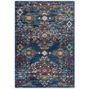 Distressed floral lattice area rug in blue, orange, yellow, red by Modway additional picture 8