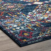 Blue, orange, yellow, red distressed floral lattice area rug by Modway additional picture 4