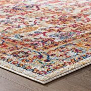 Distressed vintage floral lattice area rug in ivory, blue, orange, yellow and red by Modway additional picture 2