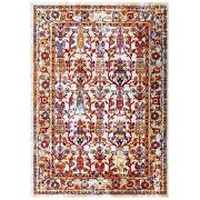 Distressed vintage floral lattice area rug in ivory, blue, orange, yellow and red by Modway additional picture 8