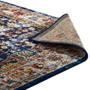 Distressed vintage floral lattice area rug in blue, orange, yellow and red by Modway additional picture 5
