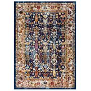 Distressed vintage floral lattice area rug in blue, orange, yellow and red by Modway additional picture 8