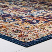 Blue, orange, yellow and red distressed vintage floral lattice area rug by Modway additional picture 4