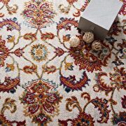 Distressed vintage floral design lattice area rug in ivory, blue, orange, yellow and red by Modway additional picture 2