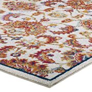Ivory, blue, orange, yellow and red distressed vintage floral design lattice area rug by Modway additional picture 4