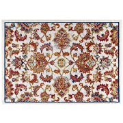 Ivory, blue, orange, yellow and red distressed vintage floral design lattice area rug by Modway additional picture 7