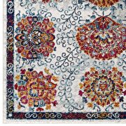 Distressed floral moroccan trellis area rug in ivory, blue, red,orange and yellow by Modway additional picture 7