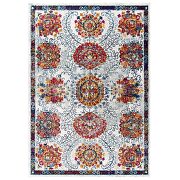 Distressed floral moroccan trellis area rug in ivory, blue, red,orange and yellow by Modway additional picture 8