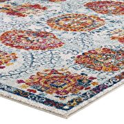 Ivory, blue, red,orange and yellow distressed floral moroccan trellis area rug by Modway additional picture 6
