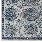 Distressed floral moroccan trellis area rug in ivory and blue finish by Modway additional picture 4