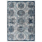 Distressed floral moroccan trellis area rug in ivory and blue finish by Modway additional picture 5