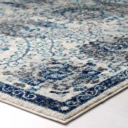 Distressed floral moroccan trellis area rug in ivory and blue finish by Modway additional picture 7