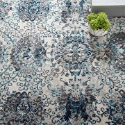 Ivory and blue finish distressed floral moroccan trellis area rug by Modway additional picture 2