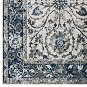 Distressed vintage floral persian medallion area rug in ivory and blue by Modway additional picture 7