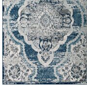 Distressed vintage floral persian medallion area rug in ivory/ blue by Modway additional picture 7