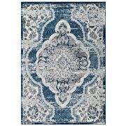 Distressed vintage floral persian medallion area rug in ivory/ blue by Modway additional picture 8