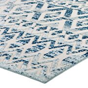 Ivory and blue diamond and chevron moroccan trellis indoor/ outdoor area rug by Modway additional picture 7