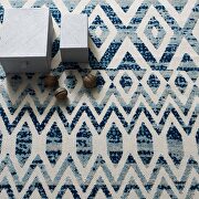 Ivory/ blue diamond and chevron moroccan trellis indoor/ outdoor area rug by Modway additional picture 2