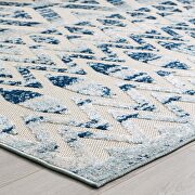 Ivory/ blue diamond and chevron moroccan trellis indoor/ outdoor area rug by Modway additional picture 4