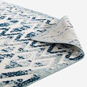 Ivory/ blue diamond and chevron moroccan trellis indoor/ outdoor area rug by Modway additional picture 6