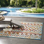 Multicolored diamond and chevron moroccan trellis indoor/ outdoor area rug by Modway additional picture 4