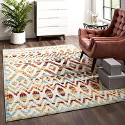 Multicolored diamond and chevron moroccan trellis indoor/ outdoor area rug by Modway additional picture 9