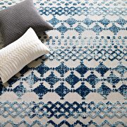 Ivory/ blue abstract diamond moroccan trellis indoor/outdoor area rug by Modway additional picture 5
