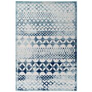 Ivory/ blue abstract diamond moroccan trellis indoor/outdoor area rug by Modway additional picture 9