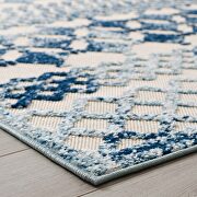 Ivory and blue abstract diamond moroccan trellis indoor/outdoor area rug by Modway additional picture 3