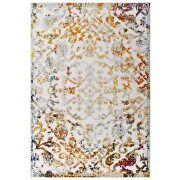 Ivory/ light blue ornate floral lattice indoor/outdoor area rug by Modway additional picture 7