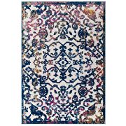 Ivory/ dark blue ornate floral lattice indoor/outdoor area rug by Modway additional picture 9