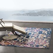 Ivory and dark blue ornate floral lattice indoor/outdoor area rug by Modway additional picture 2