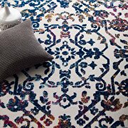Ivory and dark blue ornate floral lattice indoor/outdoor area rug by Modway additional picture 5