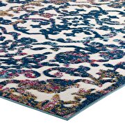 Ivory and dark blue ornate floral lattice indoor/outdoor area rug by Modway additional picture 7