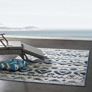 Ivory and blue abstract diamond moroccan trellis indoor and outdoor area rug by Modway additional picture 2