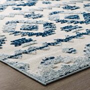 Ivory and blue abstract diamond moroccan trellis indoor and outdoor area rug by Modway additional picture 4