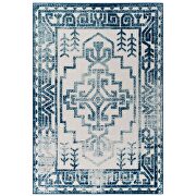 Ivory and blue distressed geometric southwestern aztec indoor/outdoor area rug by Modway additional picture 9