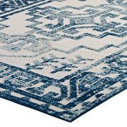 Ivory/ blue distressed geometric southwestern aztec indoor/outdoor area rug by Modway additional picture 7