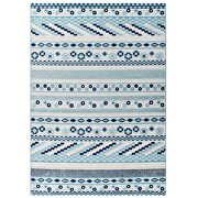 Ivory and blue vintage abstract geometric lattice indoor and outdoor area rug by Modway additional picture 9