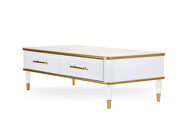 White / gold plated elegant glam style coffee table by New Spec additional picture 2