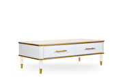 White / gold plated elegant glam style coffee table by New Spec additional picture 7