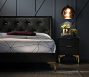Charcoal fabric low profile bed / w golden legs by New Spec additional picture 4