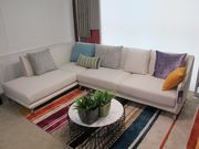 White modern low-profile white fabric sectional by New Spec additional picture 2
