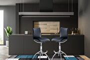 Contemporary pair of black leatherette bar stools by New Spec additional picture 2